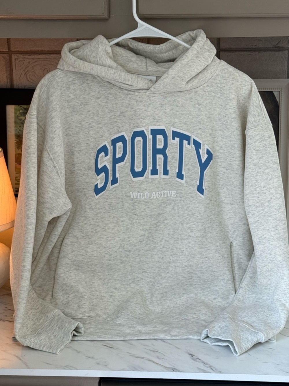 Wilo Active 'Sporty' Hooded Sweatshirt - Light Gray with Blue Logo